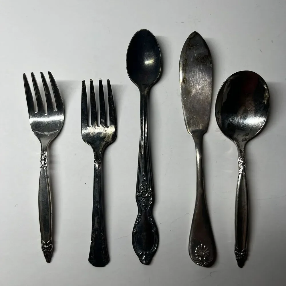 Vintage Silverplate Flatware Lot 5pc Wm A Rogers 1847 Rogers Bros Oneida Shell